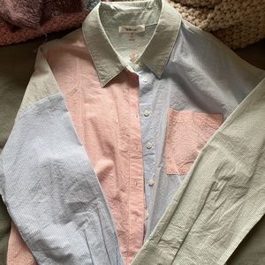 Multi colored striped button up shirt